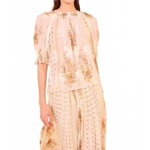 NEW ULLA JOHNSON pippa short sleeve blouse in alabaster